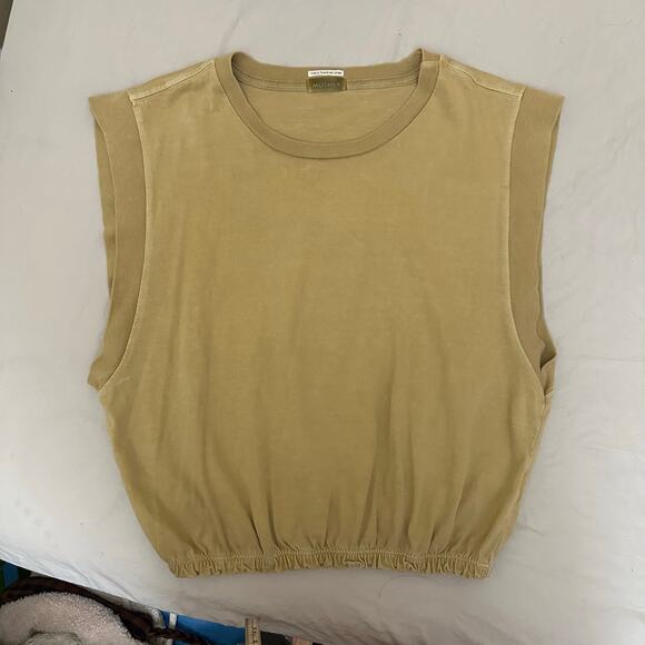 Mother The Swiper Crop Top Bronze Mist Tan Size Small Elastic Band Sleeveless - Picture 3 of 14